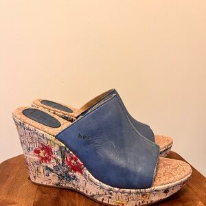 b.o.c. Blue Floral Wedge Sandals